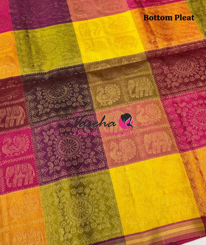 Pure Soft Silk Saree - Partly Pallu -  Half & Half Saree - VVPSS088