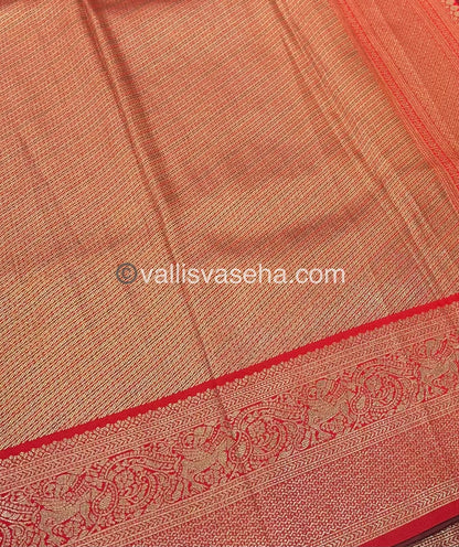 Semi Kanchi Silk - Green & Red Shade  - VVSKS004