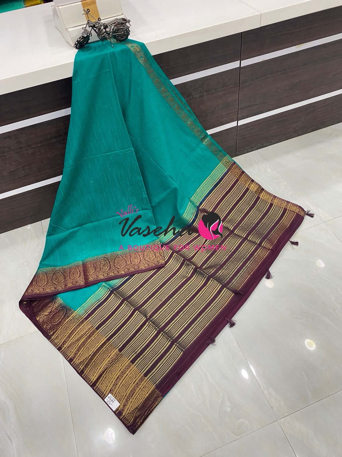 Semi Jute Silk Saree - Ramar Blue With Wine Shade - VVSJS001