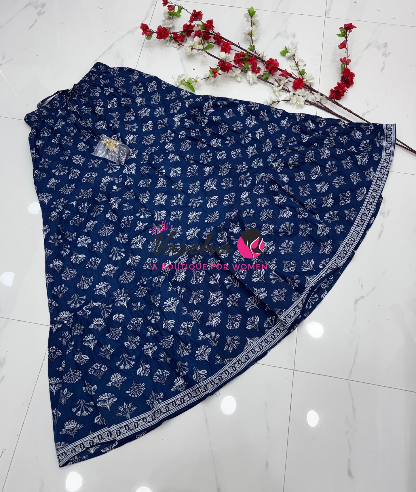 Skirts - Indigo Blue shade - Free Size ( Fit Upto XL Size) - VVPS001