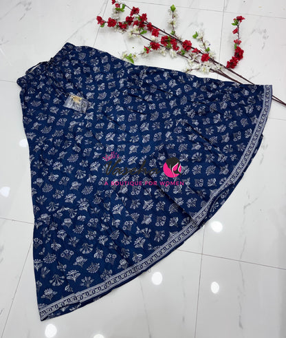 Skirts - Indigo Blue shade - Free Size ( Fit Upto XL Size) - VVPS001