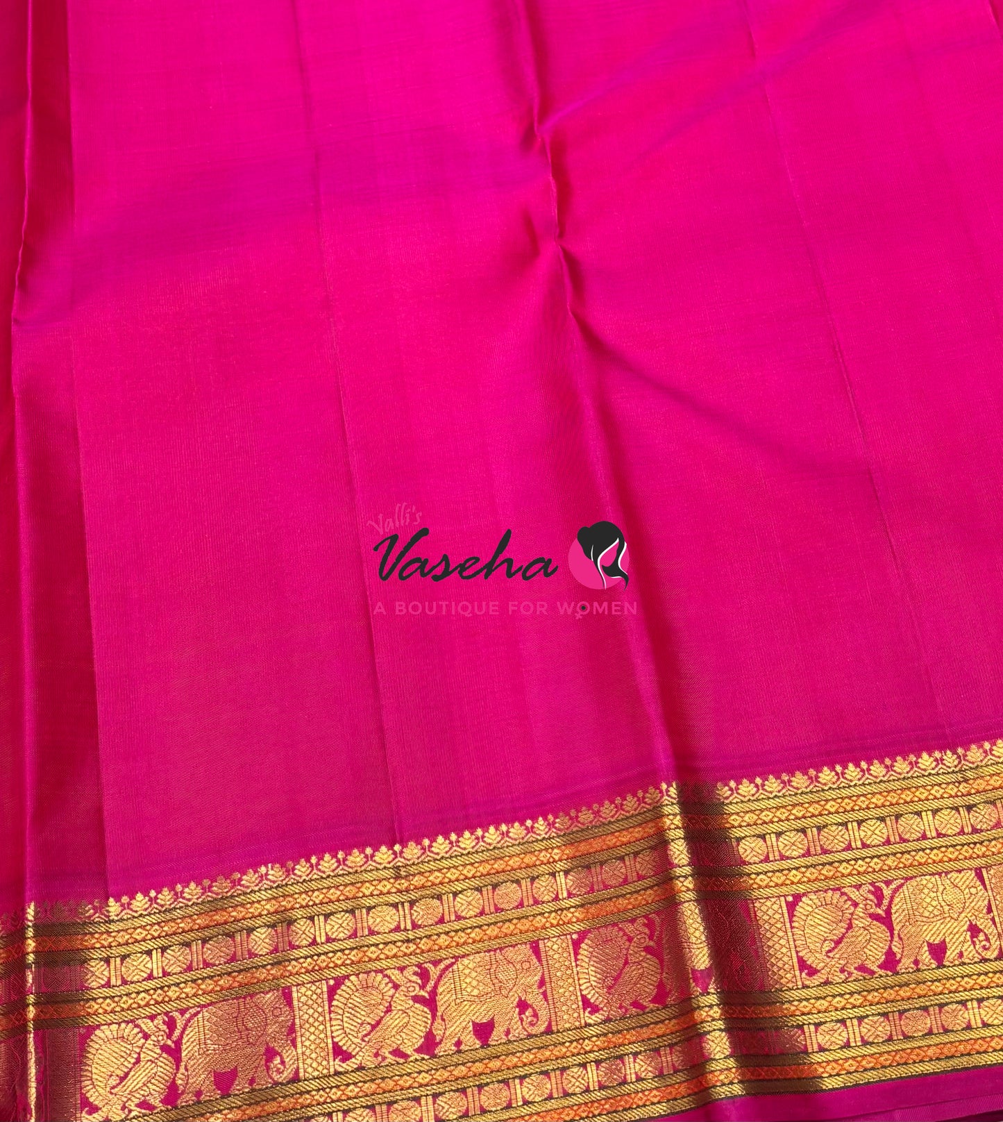 Pure Vintage Korvai Kanchipuram Silk Saree - Green With Pink - VVPS034