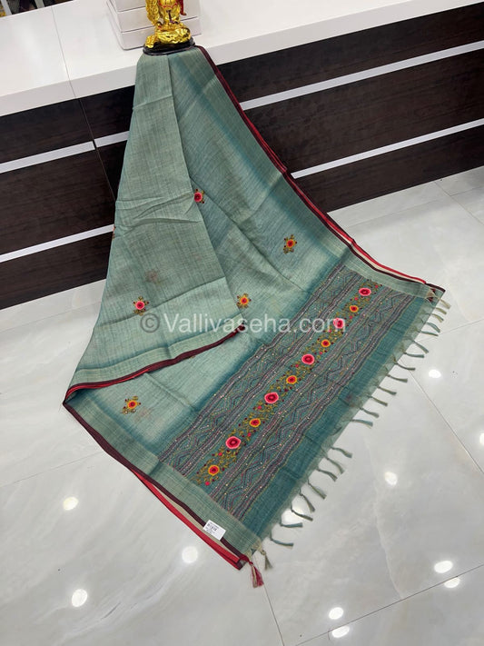 French Knot - Tissue Saree - Blue Shade - VVLFN001