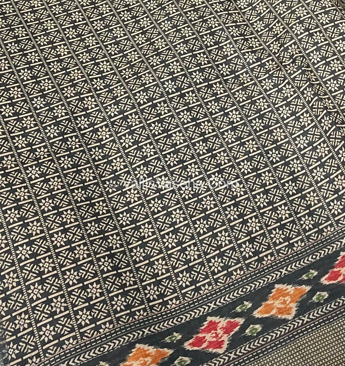 Semi Tussar - Kantha Work Embroidery - Grey Shade - VVSTK001