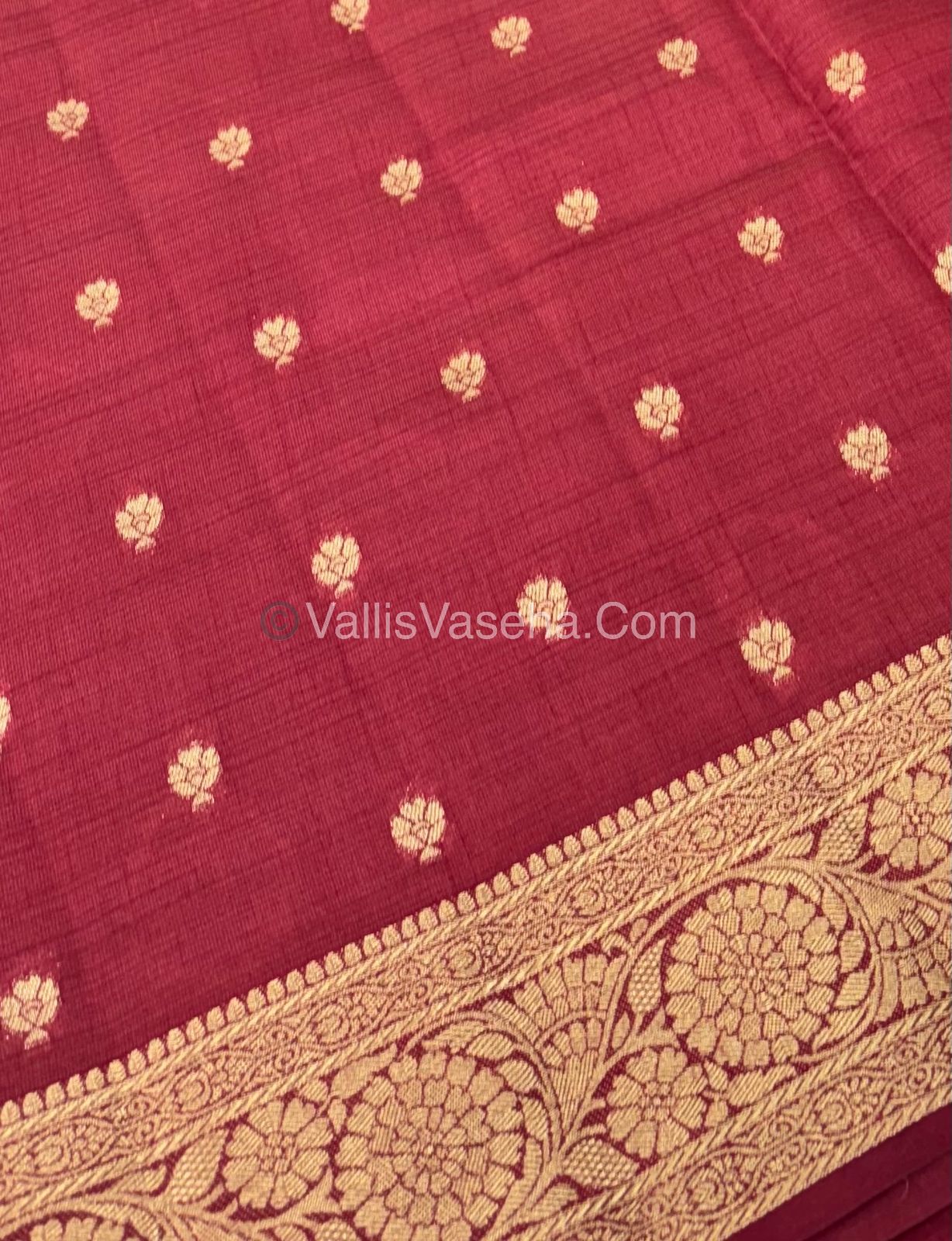 Semi Tussar Silk - Grand Pallu  - Maroon Shade - VVSTS029