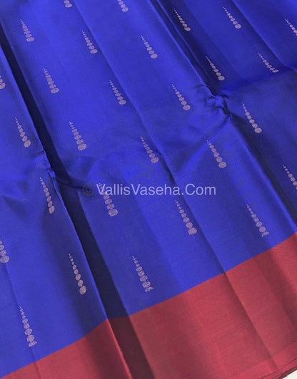 Half Mixed Soft Silk Saree - Blue With Brown  - VVPSS073