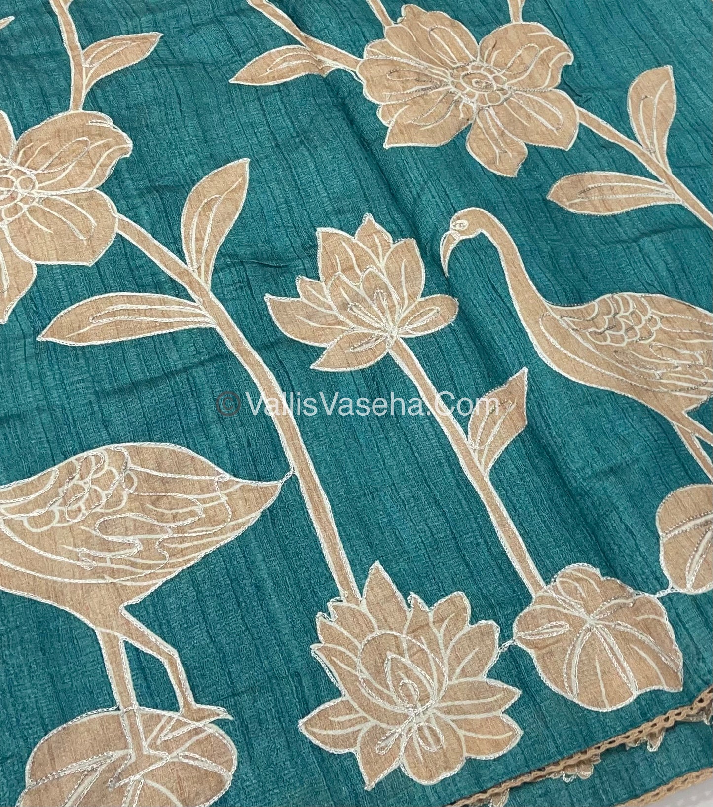Semi Raw Silk with embroidery work - VVSRS001
