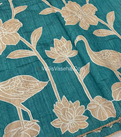 Semi Raw Silk with embroidery work - VVSRS001
