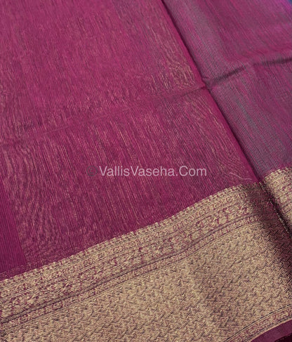 Bamboo Silk Saree - Green With Wine Shade - VVBSS004