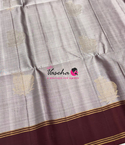 Pure Soft Silk Saree  - Grey & Brown Combo - VVPSS161