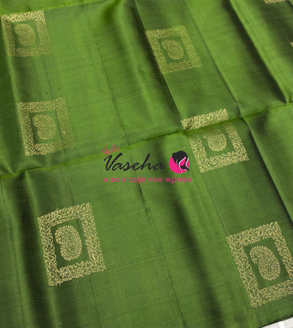Pure Soft Silk Saree  - Border Less  - Mehandhi Green Shade - VVPSS100