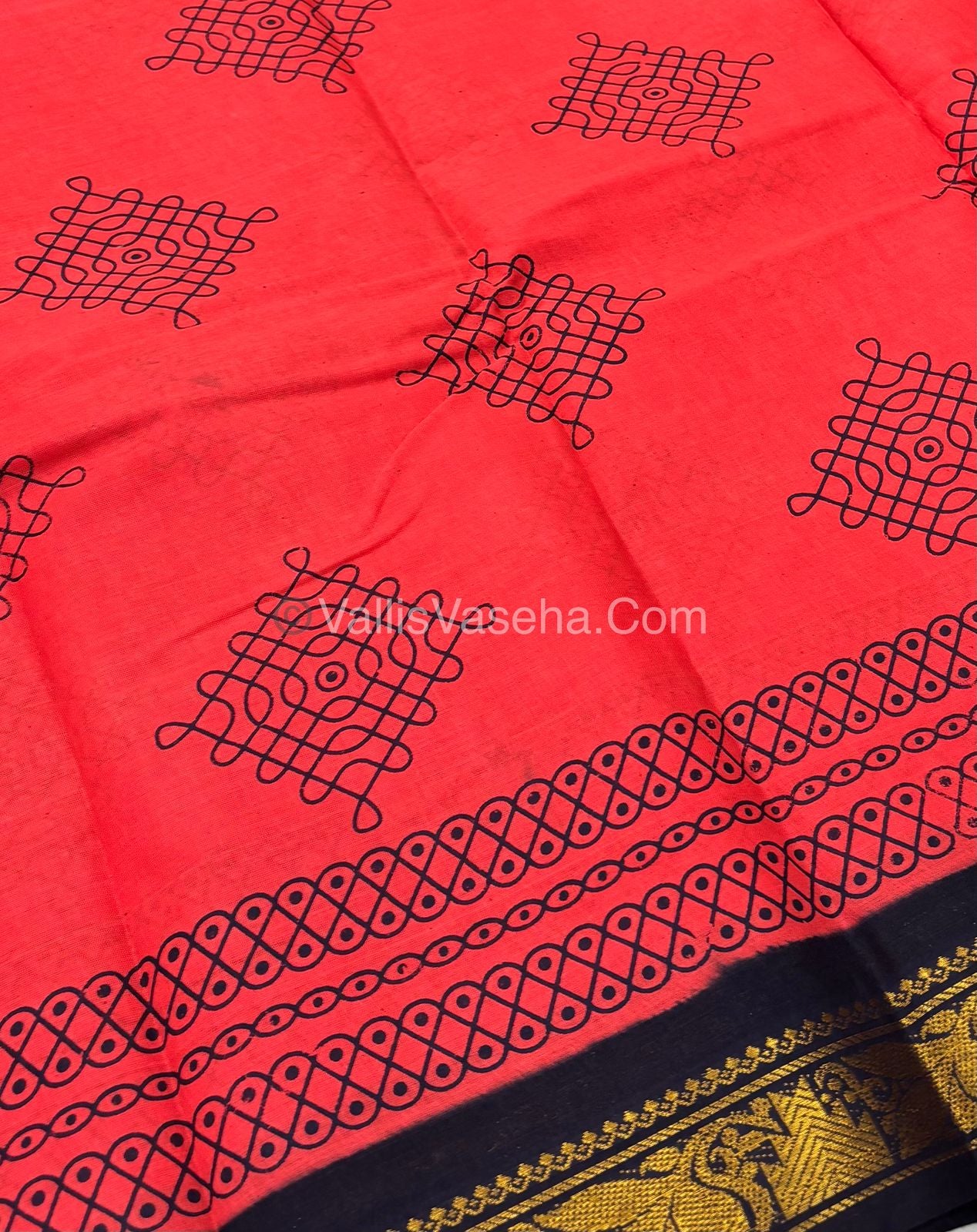 Sungudi Cotton Saree  - Kolam Print  - VVSKP001