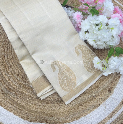 Semi Tussar Silk - Small Mango - Cream Shade - VVSTS002