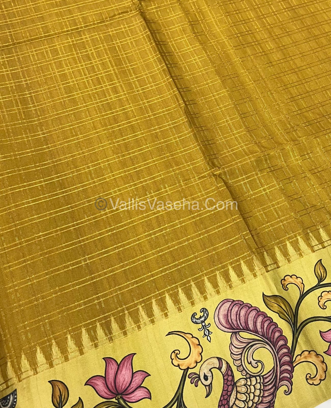 Semi Tussar Silk - Mustard Yellow  With Yellow Shade  - VVSTS040