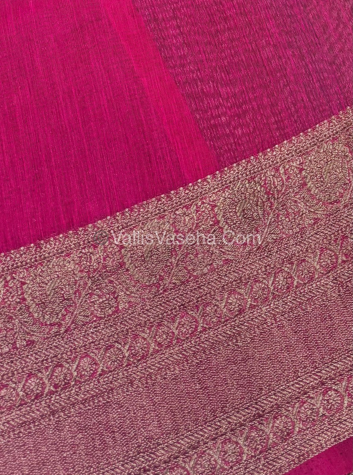 Bamboo Silk Saree -  Green with pink Shade - VVBSS009