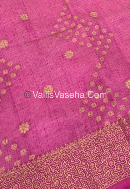 Semi Tussar Silk - Grand Pallu  - Pink Shade - VVSTS025