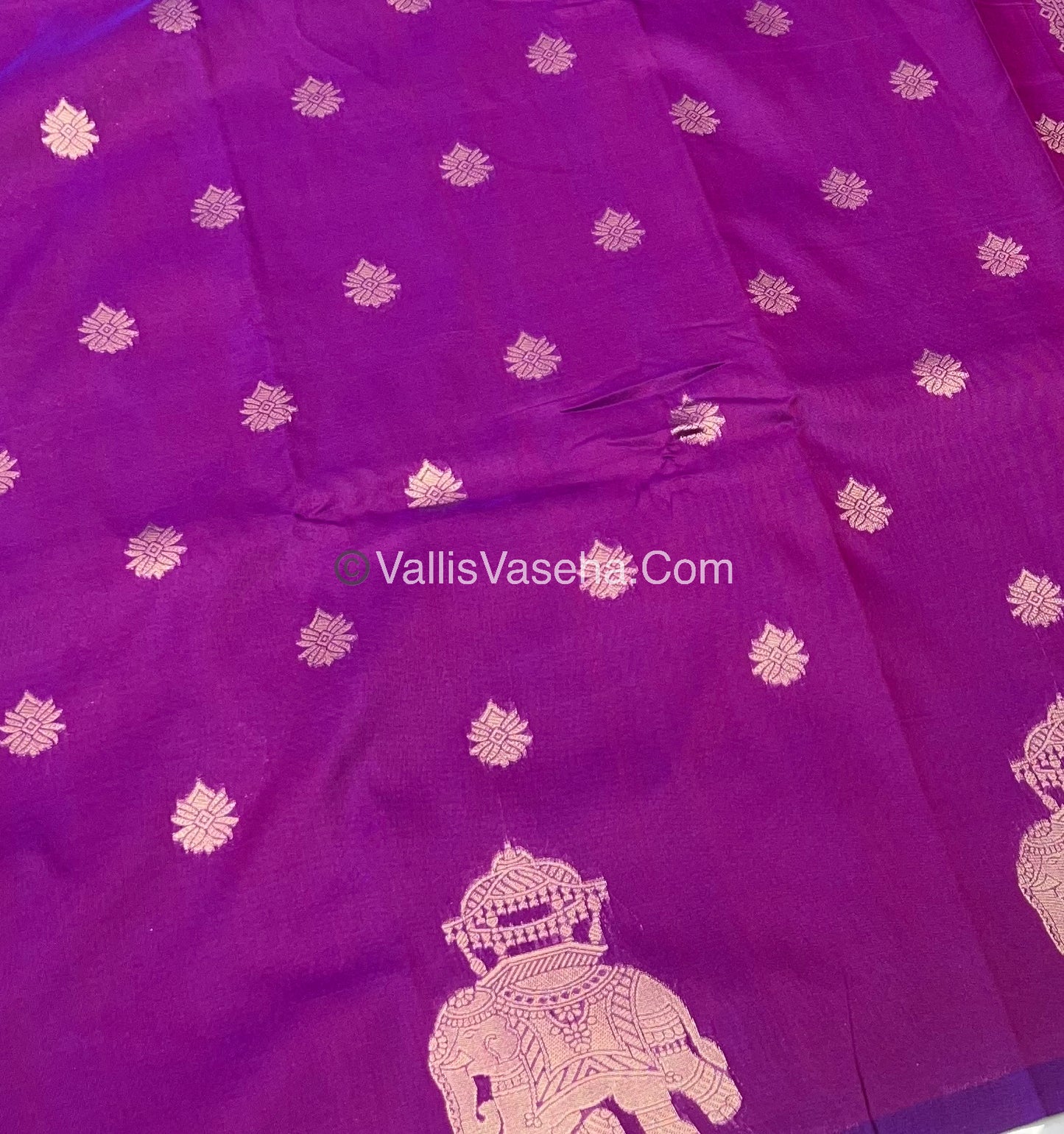 Semi Soft Silk - Elephant Butta Border - Purplish Pink Shade -VVSSS011