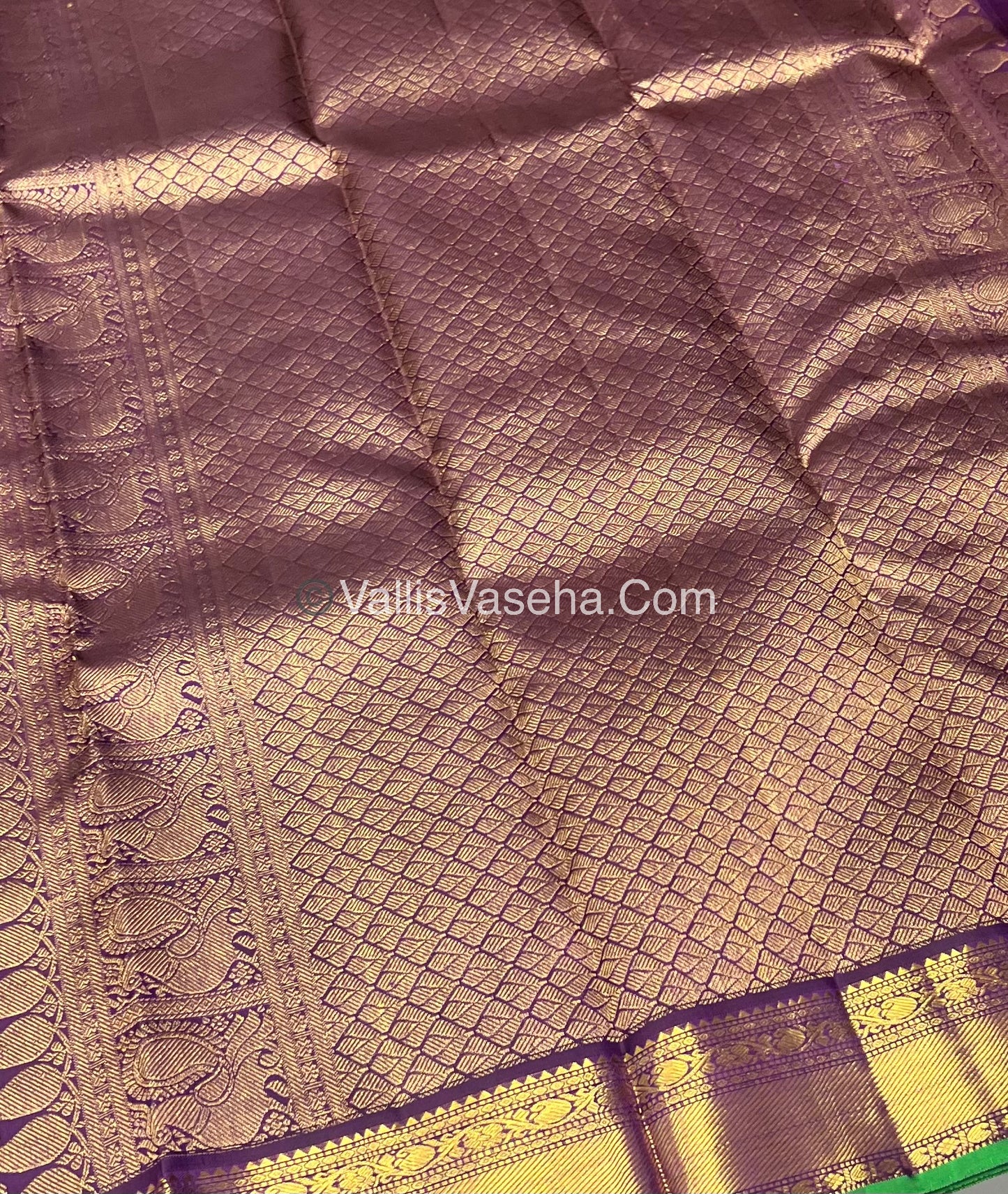 Pure Kanchipuram Silk Saree - Dark Pink & Wine/Green Combo - VVPS014