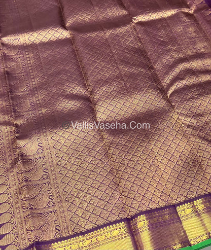 Pure Kanchipuram Silk Saree - Dark Pink & Wine/Green Combo - VVPS014