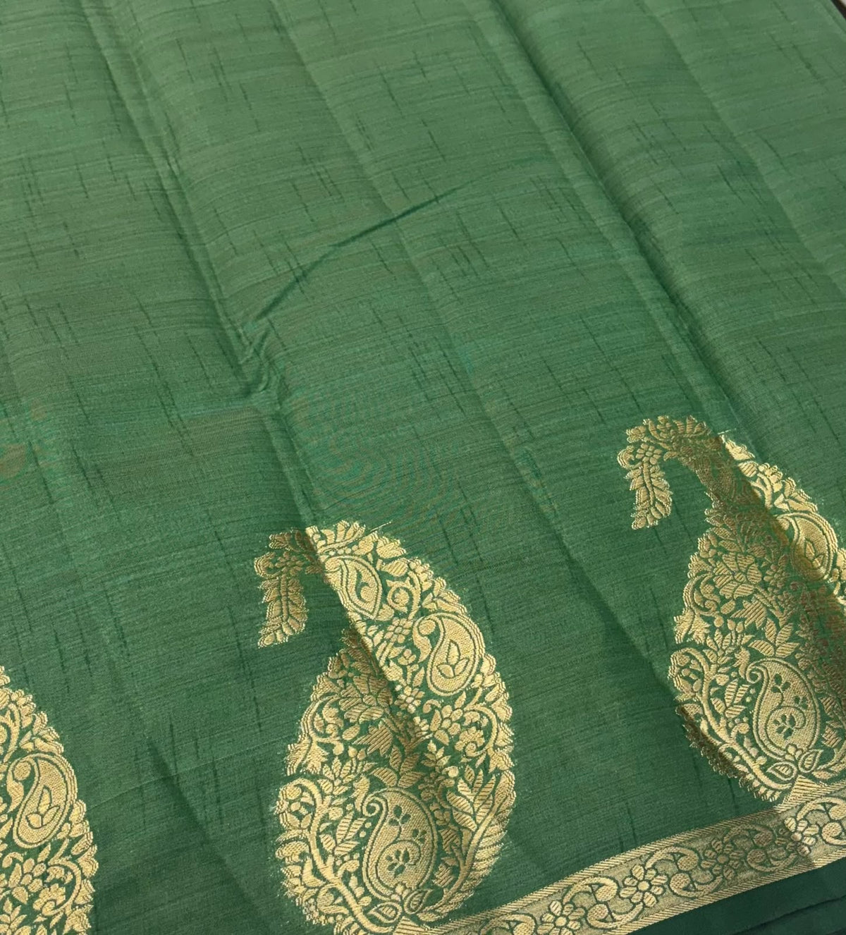 Semi Tussar Silk - Big Mango - Green Shade - VVSTS002