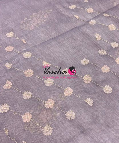 Linen Tissue Saree - Lavender Shade - VVLTS002