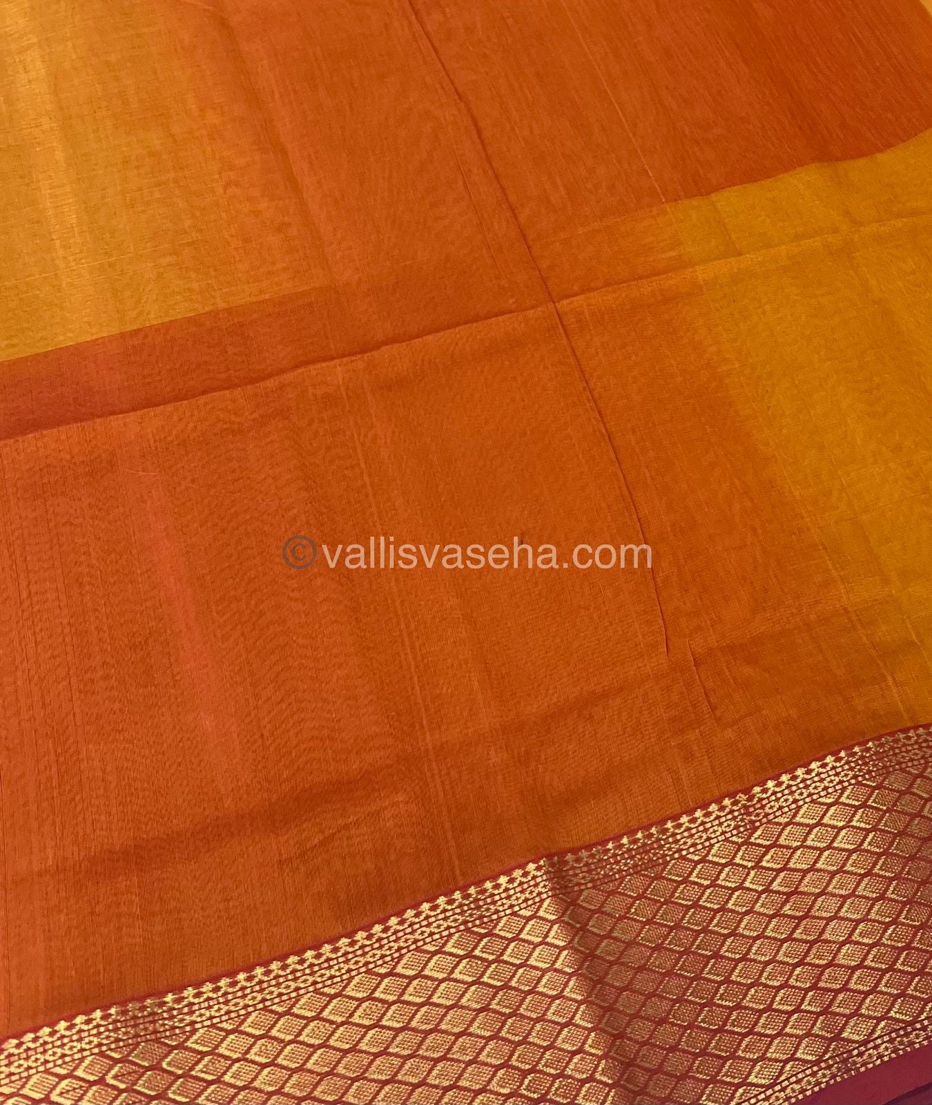 Pure Maheshwari Silk Cotton Saree -  Double Tone Orange Color - VVMSC005