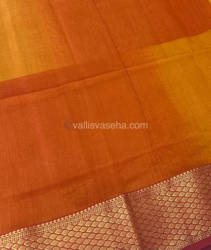 Pure Maheshwari Silk Cotton Saree -  Double Tone Orange Color - VVMSC005