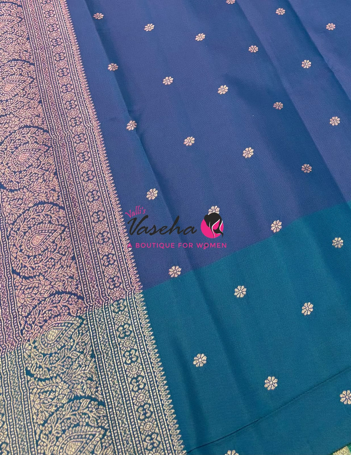 Semi Soft Silk - Purple  With Peacock Blue Combo - VVSSS039