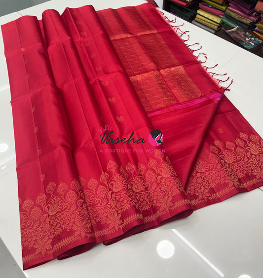 Pure Soft Silk Saree - Red Shade - VVPSS119