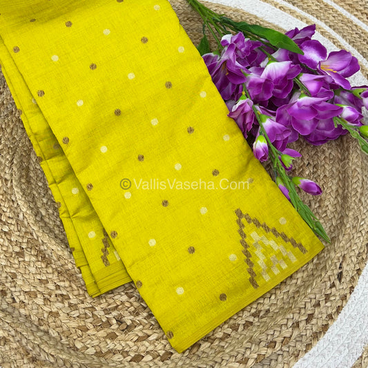 Cherry Tussar - Semi Tussar Silk - Lemon Yellow - VVSTS009z