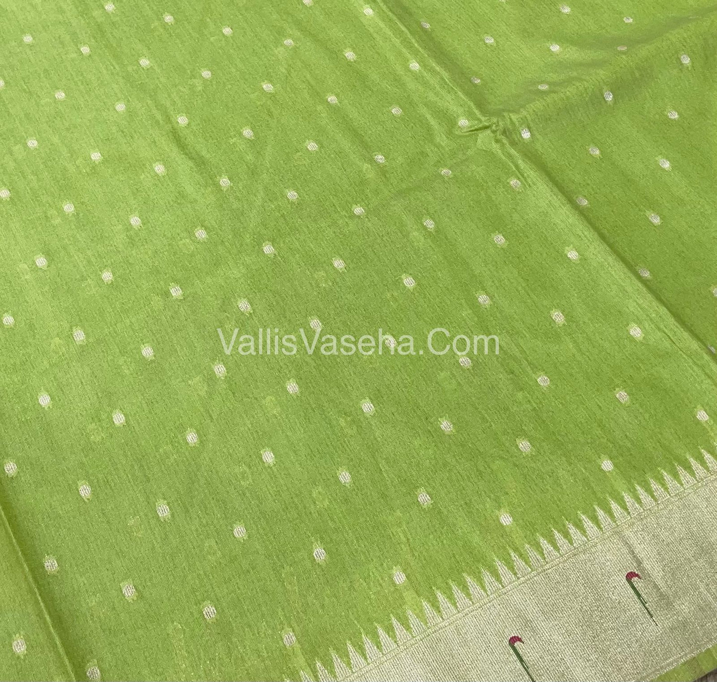 Semi Raw Silk - Paithani Design Weaving - Grey Shade - VVRS005