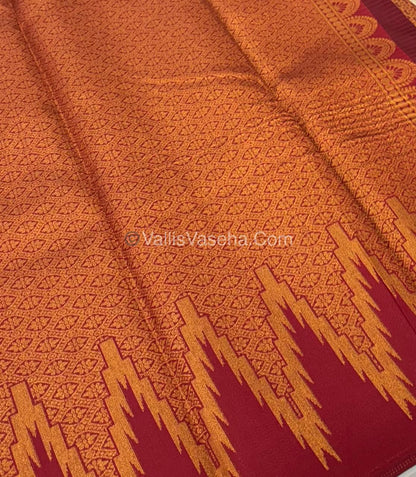 Kanchi Semi Silk  - Cream with Red - VVKSS003