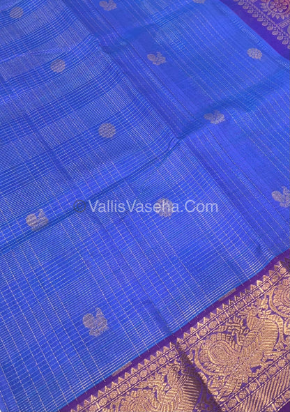 Pure Silk Cotton Saree - Vairavoosi checks - Mayil & Chakkaram - VVMCV002