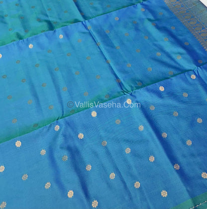 Semi Soft Silk   - Borderless - Contemporary Design - Peacock Blue Shade -VVSSS012