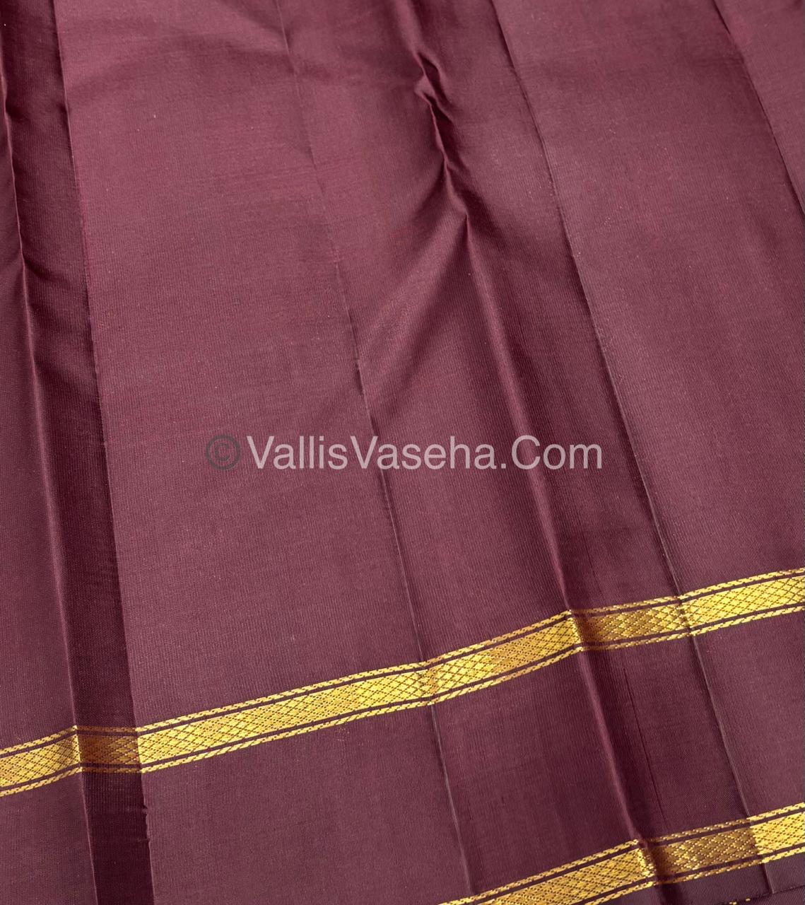 Pure Kanchipuram Silk Saree - Rust Orange & Wine Brown Combo - VVPS040