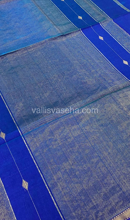 Pure Maheshwari Silk Cotton Saree - Double tone Blue color - VVMSC001