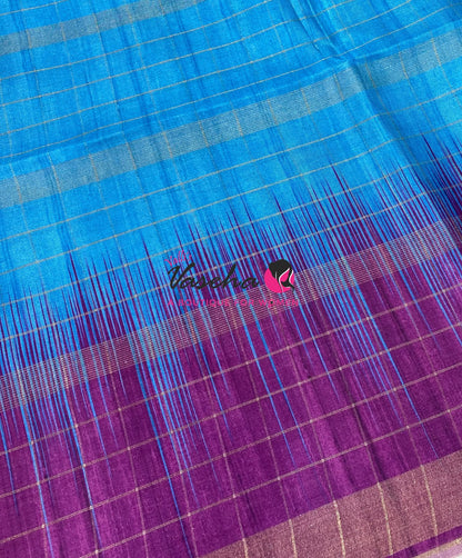 Semi Art Tussar Silk  / Art Silk - Blue& Purple - VVATS007
