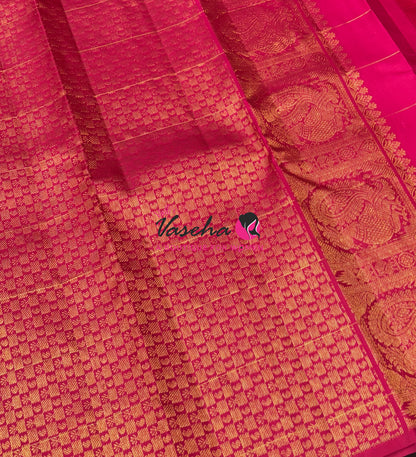 Pure Kanchipuram Silk Saree - Pazhum Pazhamum Checks - VVPS082
