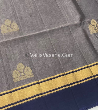 Kora Silk Saree - SICO - Grey With Blue Shade  - VVKS002