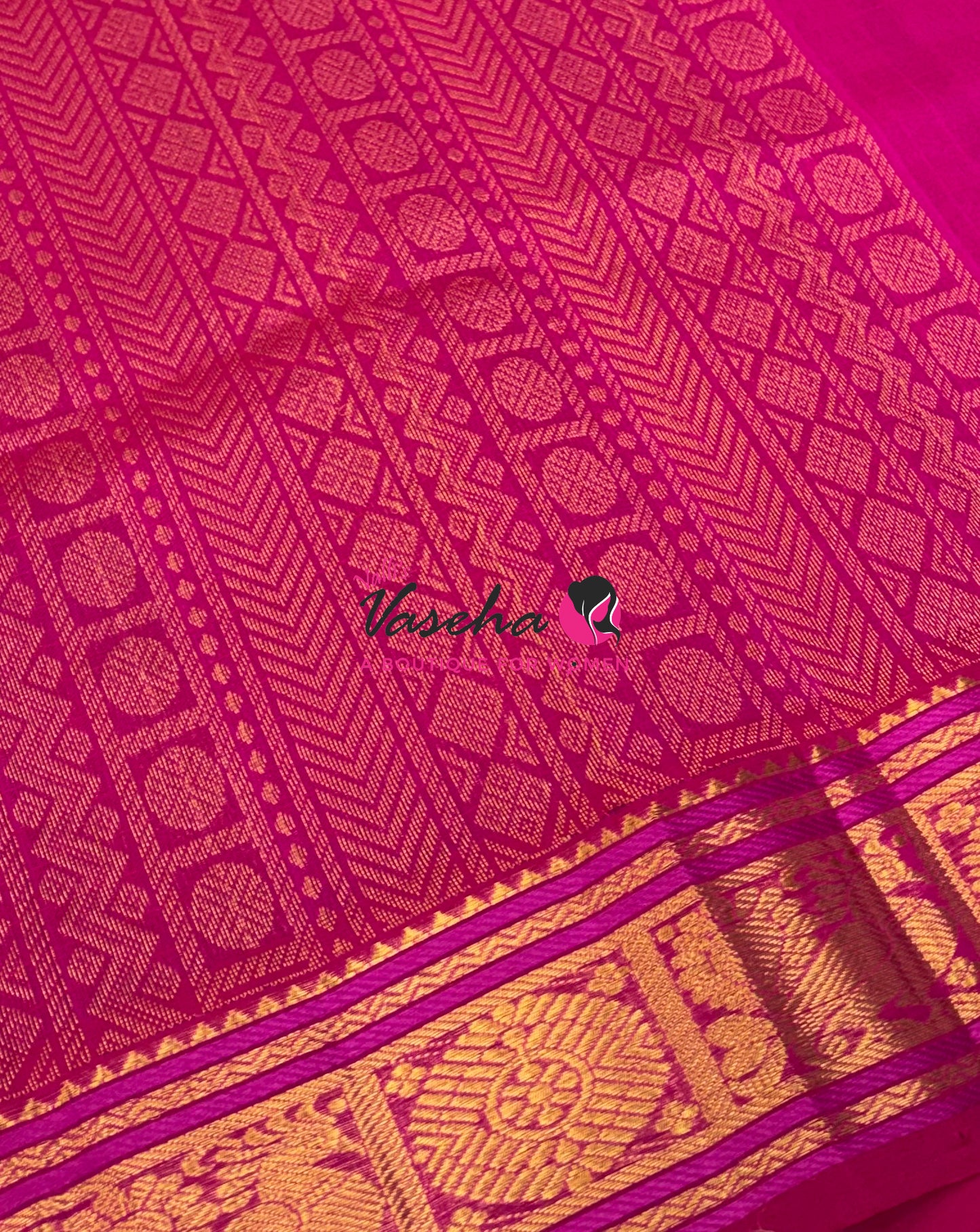 Pure Silk Cotton Saree -  Pink With Pink - Lakshadeepam Design - VVPLD001
