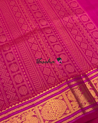 Pure Silk Cotton Saree -  Pink With Pink - Lakshadeepam Design - VVPLD001