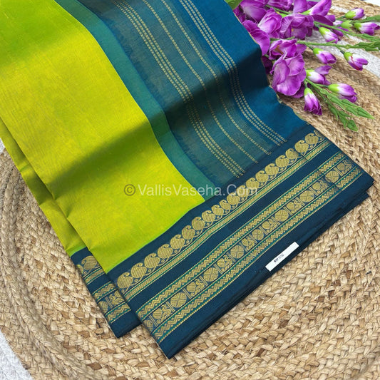 Pure Korvai Silk Cotton - Green with Blue- VVKSC025