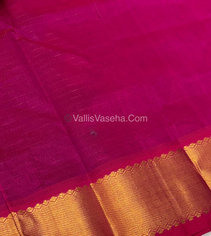 Pure Silk Cotton Saree - Mayil & Chakkaram Design - Dark Purple With Pink Shade - VVMC002