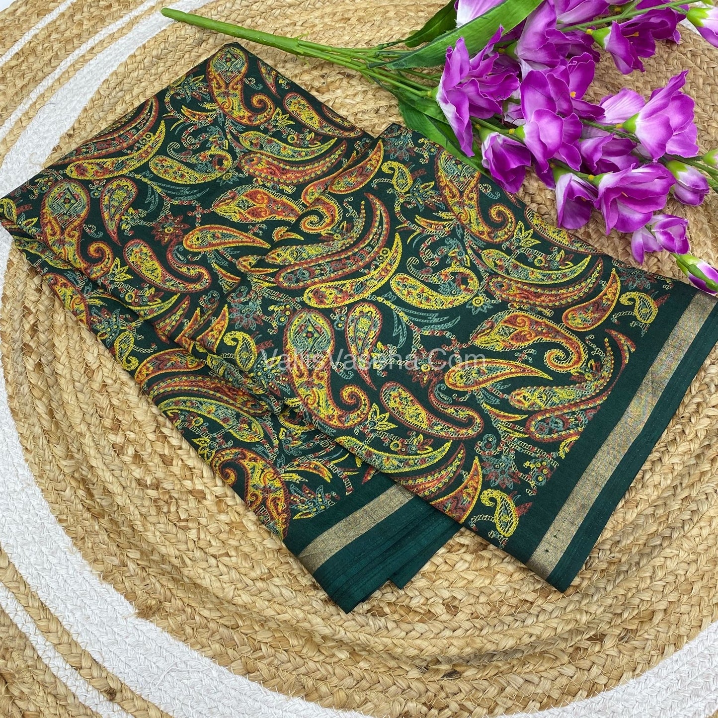 Casual Wear - Fancy Mixed Cotton - Dark Green Shade - VVFMC001