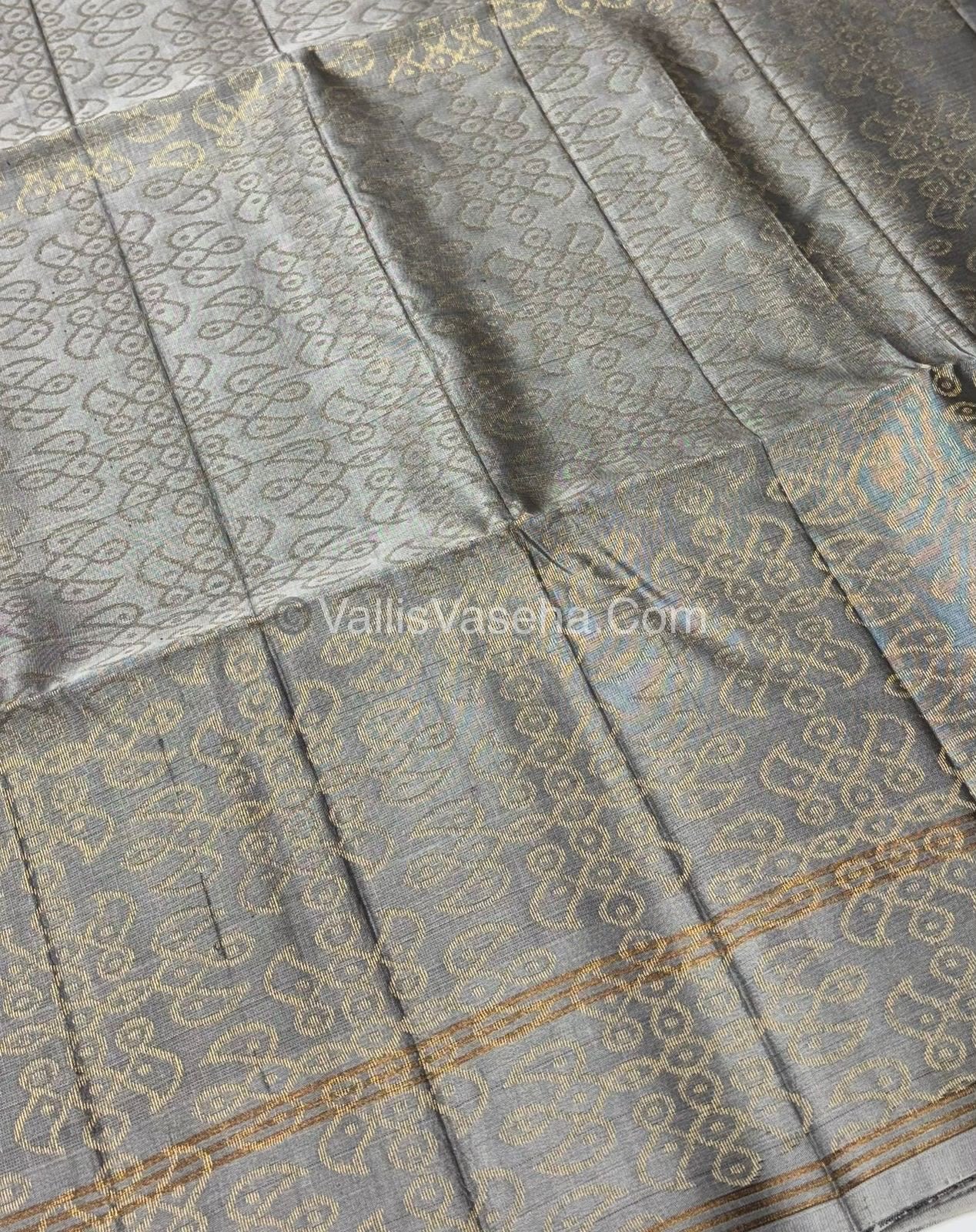 Half Mixed Soft Silk Saree - Kolam Design - Purple & Grey  Shade - VVPSS056