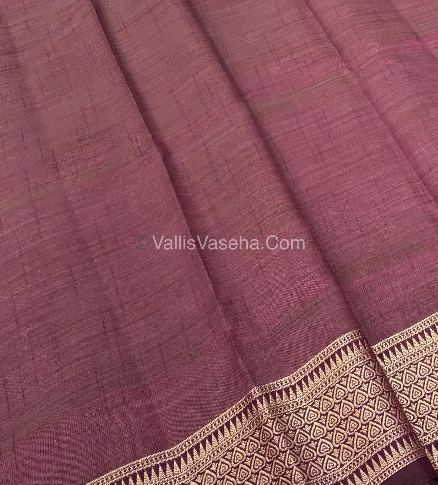 Semi Tussar Silk - Grand Pallu  - Wine Shade - VVSTS020