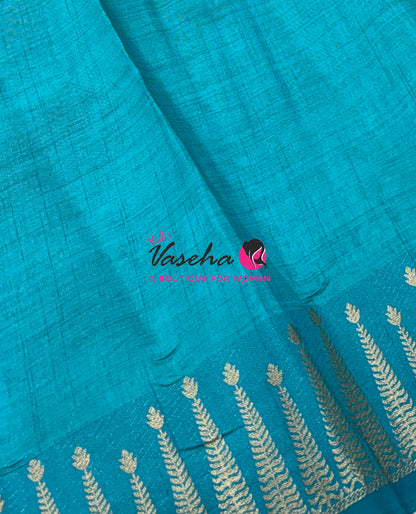 Semi Tussar Silk Saree | Blue Shade |VVSTS050