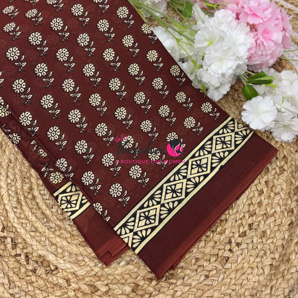Pure Soft Mul Mul Cotton Sarees - Hand Block Prints - VVMMC011