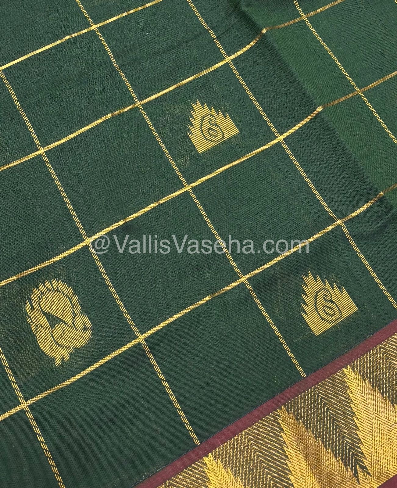 Semi Silk Cotton Saree - Green with Purple Shade - VVSSC002
