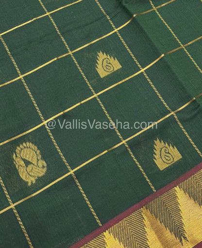 Semi Silk Cotton Saree - Green with Purple Shade - VVSSC002